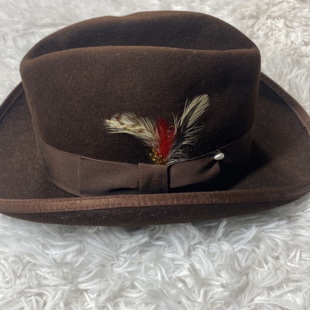 VTG 1980s Brown Wool godfather Untouchable Wide Brim Fedora by Capas Des…